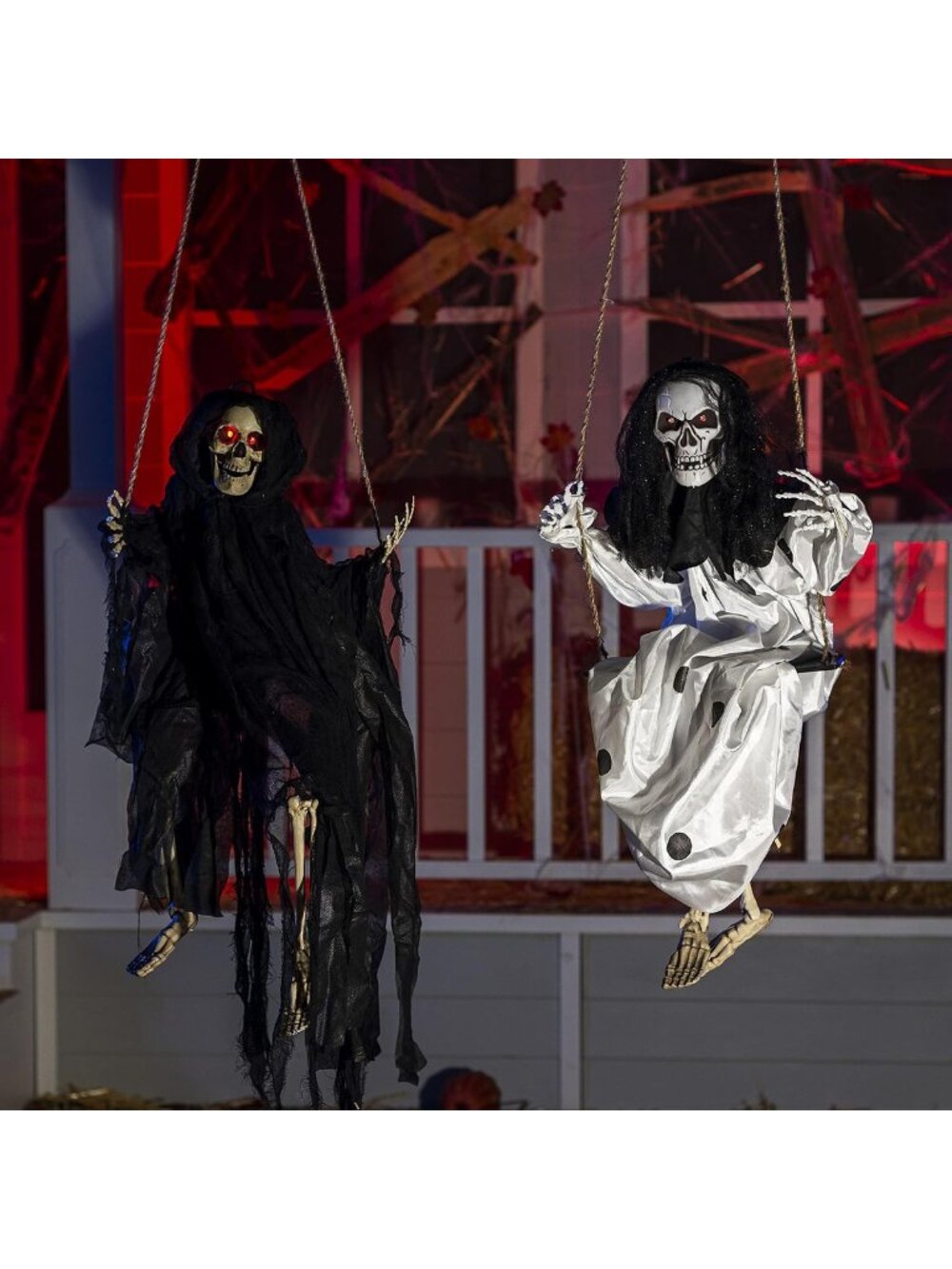 New 2 Pcs Halloween‎ Hanging Swinging Ghosts Decorations Outdoor, Halloween